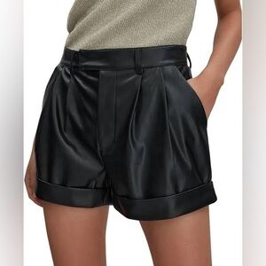 PAIGE Bistro Shorts Black High Waist Faux Black Leather Size 2